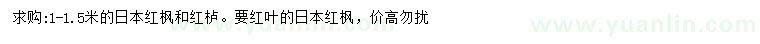 求购1-1.5米日本红枫、红栌