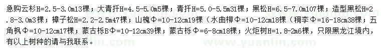 求购云杉、大青扦、青扦等