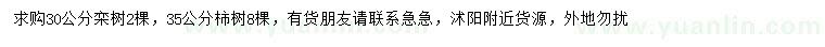 求购30公分栾树、35公分柿树