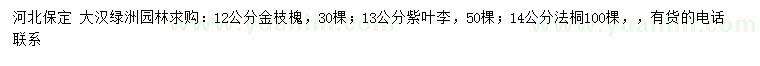 求购金枝槐、紫叶李、法桐