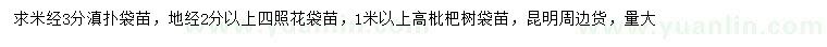 求购滇扑、四照花、枇杷