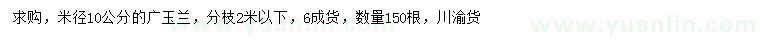 求购米径10公分广玉兰