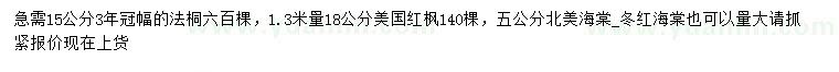 求购法桐、美国红枫、北美海棠