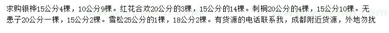 求购银桦、红花合欢、刺桐等