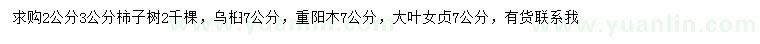 求购柿子树、乌桕、重阳木等