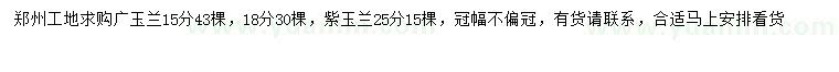 求购15、18公分广玉兰、25公分紫玉兰