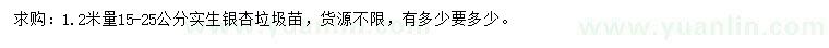 求购1.2米量15-25公分实生银杏