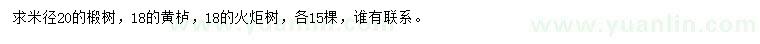 求购椴树、黄栌、火炬树