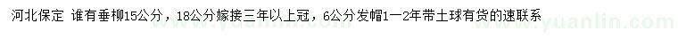 求购6、15、18公分垂柳