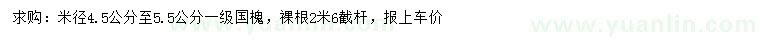 求购米径4.5-5.5公分国槐