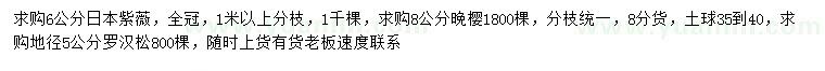 求购日本紫薇、晚樱、罗汉松