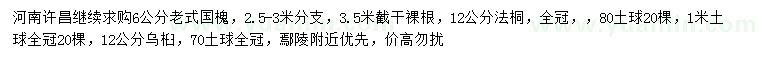 求购老式国槐、法桐、乌桕