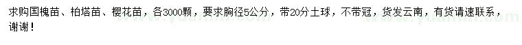 求购国槐、塔柏、樱花