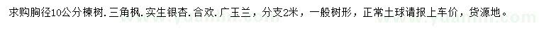 求购楝树、三角枫、实生银杏