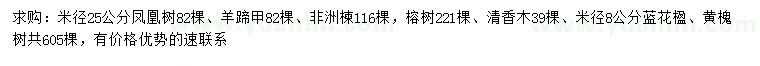 求购凤凰树、羊蹄甲、非洲楝等