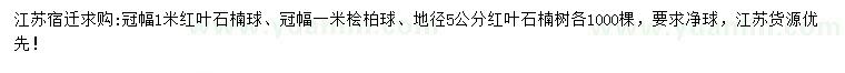 求购红叶石楠球、桧柏球、红叶石楠