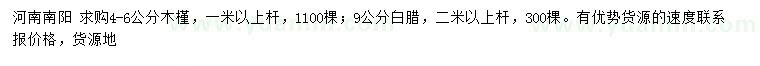 求购4-6公分木槿、9公分白腊