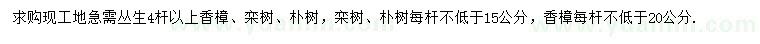 求购朴树、栾树、香樟