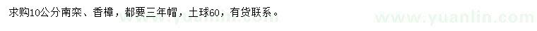 求购10公分南栾、香樟