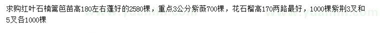 求购红叶石楠、紫薇、花石榴等