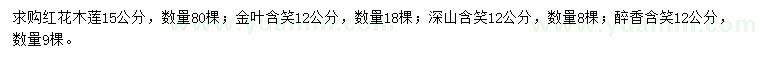 求购红花木莲、金叶含笑、深山含笑等