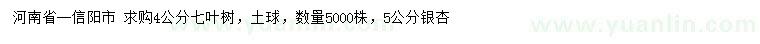 求购4公分七叶树、5公分银杏