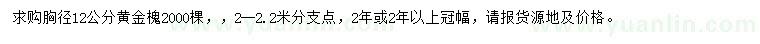 求购胸径12公分黄金槐