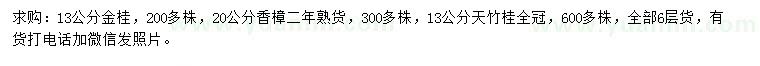 求购金桂、香樟、天竹桂