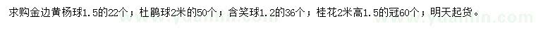 求购金边黄杨球、杜鹃球、含笑球等