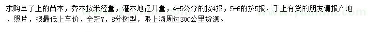 求购中山杉、池杉、水杉等