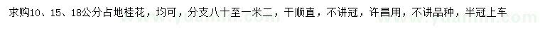 求购10、15、18公分占地桂花