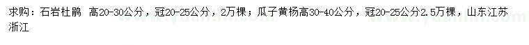 求购高20-30公分石岩杜鹃、30-40公分瓜子黄杨