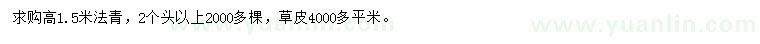 求购高1.5米法青、草皮
