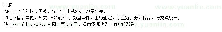 求购胸径15、25公分国槐