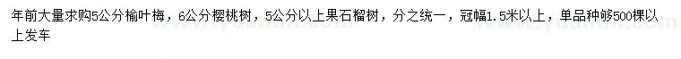 求购榆叶梅、樱桃树、果石榴