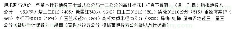 求购高杆桂花、腊梅、紫玉兰等