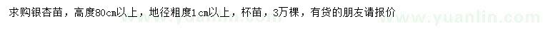 求购高80公分以上银杏