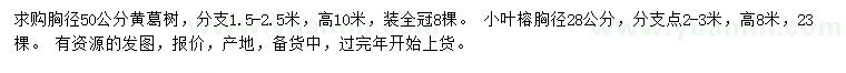 求购胸径50公分黄葛树、28公分小叶榕