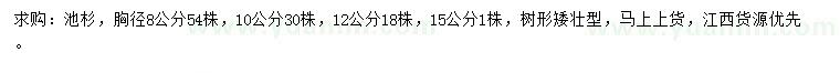 求购胸径8、10、12、15公分池杉