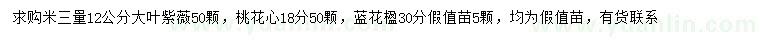 求购大叶紫薇、桃花心木、蓝花楹