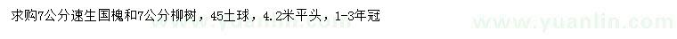 求购7公分速生国槐、柳树