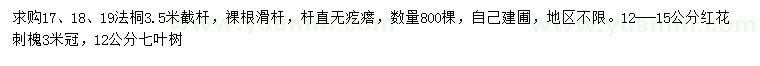 求购法桐、红花刺槐、七叶树