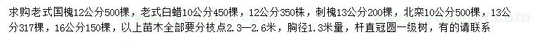 求购老式国槐、老式白蜡、刺槐等