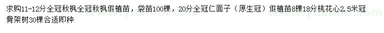 求购全冠秋枫、仁面子、桃花心