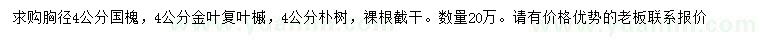 求购胸径4公分国槐、金叶复叶槭