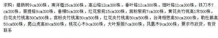 求购细叶榕、铁刀木、高山榕等