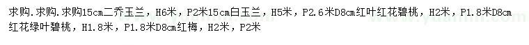 求购二乔玉兰、白玉兰、红叶红花碧桃等