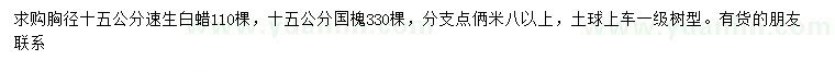 求购胸径15公分速生白蜡、国槐