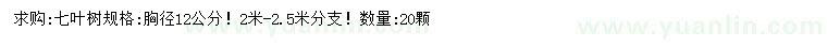 求购胸径12公分七叶树