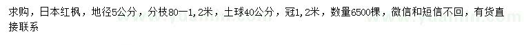 求购地径5公分日本红枫